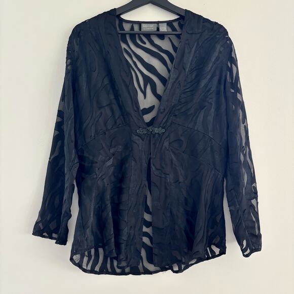 Y2K Additions by Chico's Sheer Zebra Print Blouse Black Funky Chic Size 1 - Picture 11 of 12